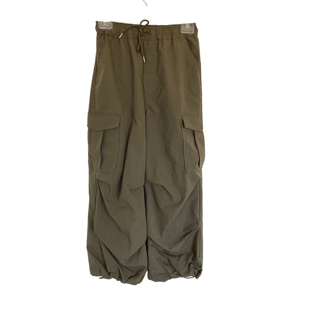 Wego Olive Green Parachute Cargo Pants Y2K Utility Baggy Streetwear XS
